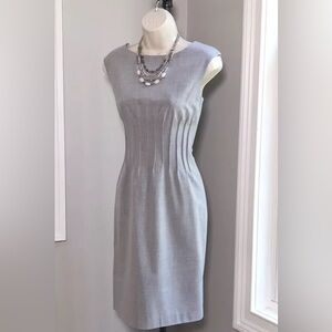 Sz 8 Calvin Klein Pintuck Gray Sheath Dress